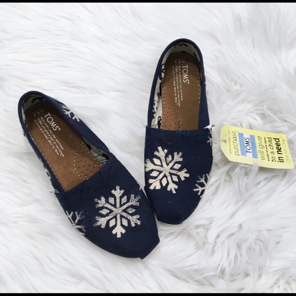 NWT Toms Classics Bleached Snowflake Navy Blue 6.5 - Picture 3 of 6